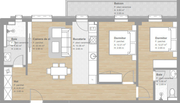 Apartamente finisate 3 camere, Floresti