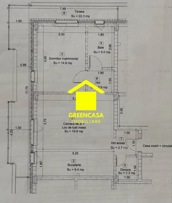 Apartament cu doua camere, 57mp, Floresti