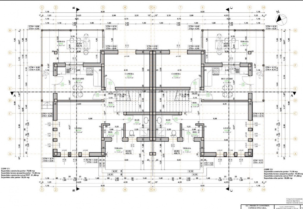 Duplex de vânzare în Dezmir – 120 mp utili / unitate, teren 350–550 mp