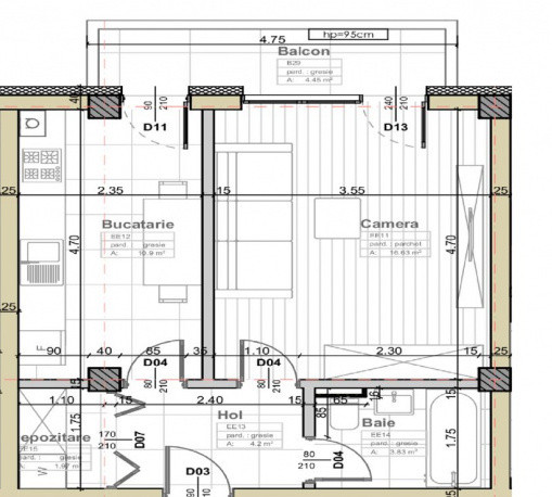 Apartament bloc NOU Apahida 37.53MP+balcon 4.75mp