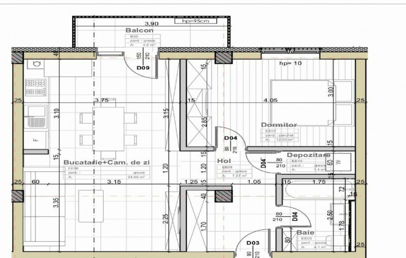 Apartament bloc NOU Apahida 49.5MP+balcon 3.9mp