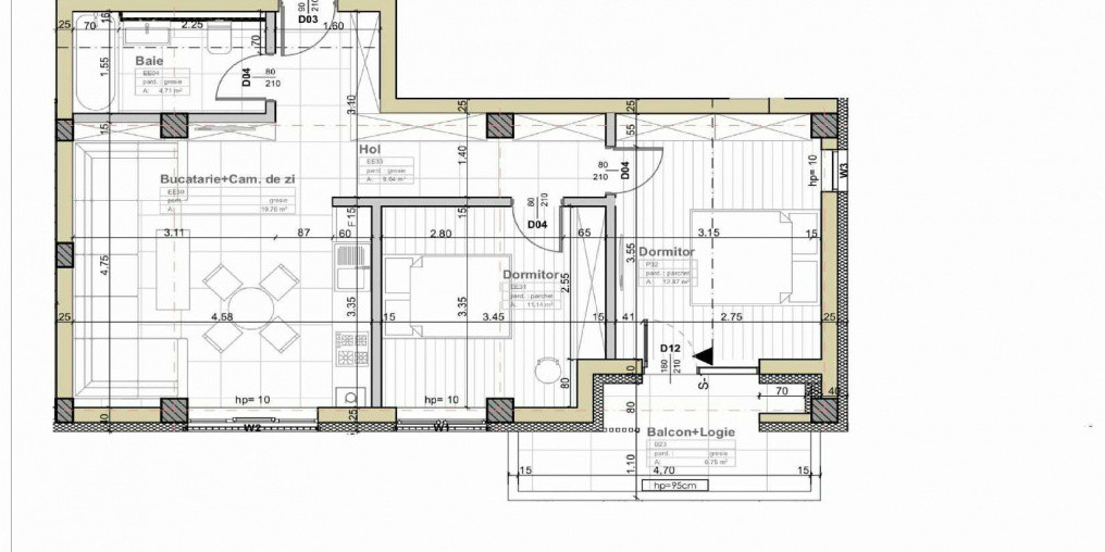 Apartament bloc NOU Apahida 58.12MP+balcon cu logie 4.7mp