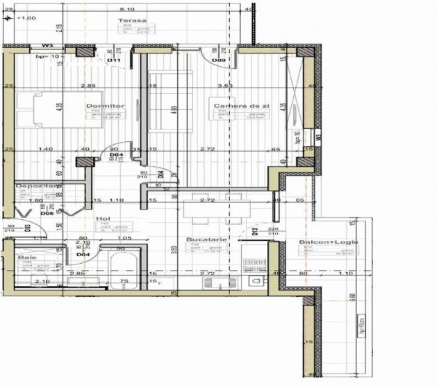 Apartament bloc NOU Apahida 58.68MP+2 balcoane cu logie  11.7mp