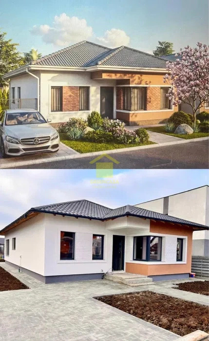 Casă nouă pe parter, 4 camere, 122mp, teren 400 mp, Domnești - JYSK