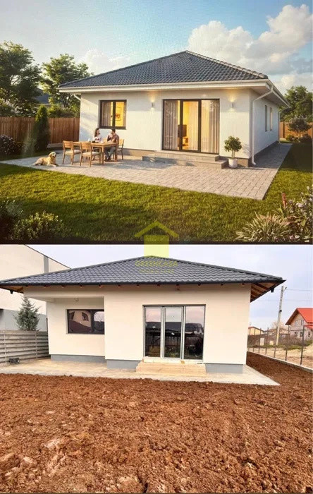 Casă nouă pe parter, 4 camere, 122mp, teren 400 mp, Domnești - JYSK