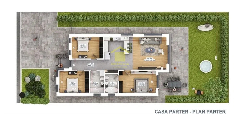 Casă nouă pe parter, 4 camere, 122mp, teren 400 mp, Domnești - JYSK