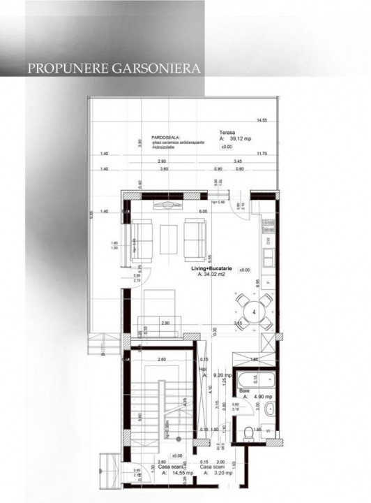 Studio modern, terasă 39,12mp finisaje premium, Bragadiru