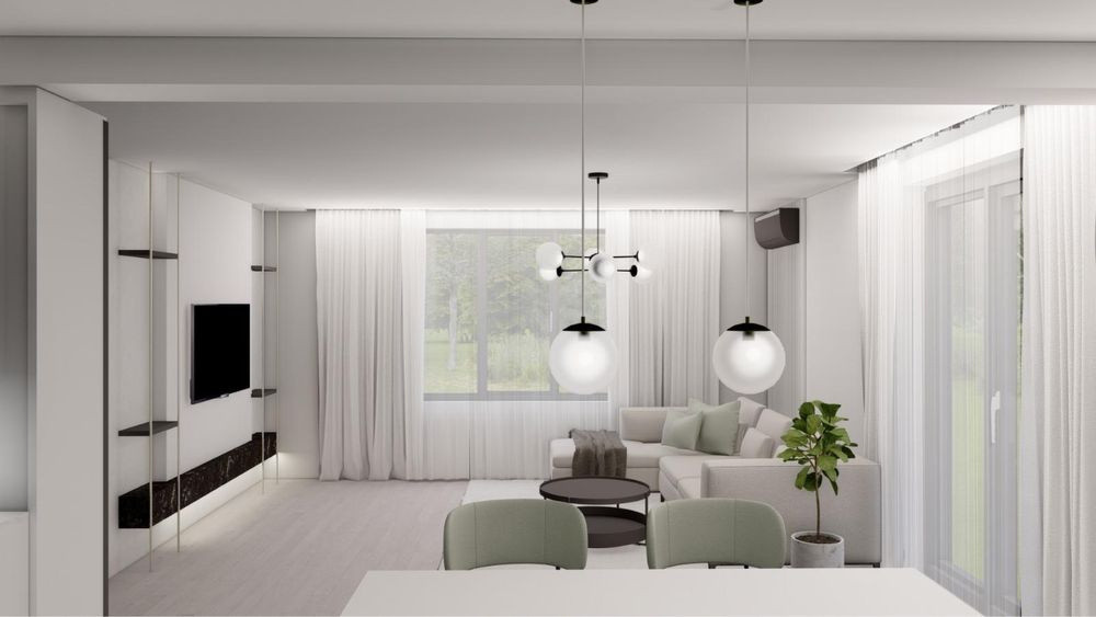 Casă tip “Casa Verde” pe parter, 100mp utili, 500mp teren, Domnești