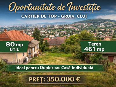 Casă demolabilă, teren 461 mp, Intersecția 7 străzi, zona Gruia