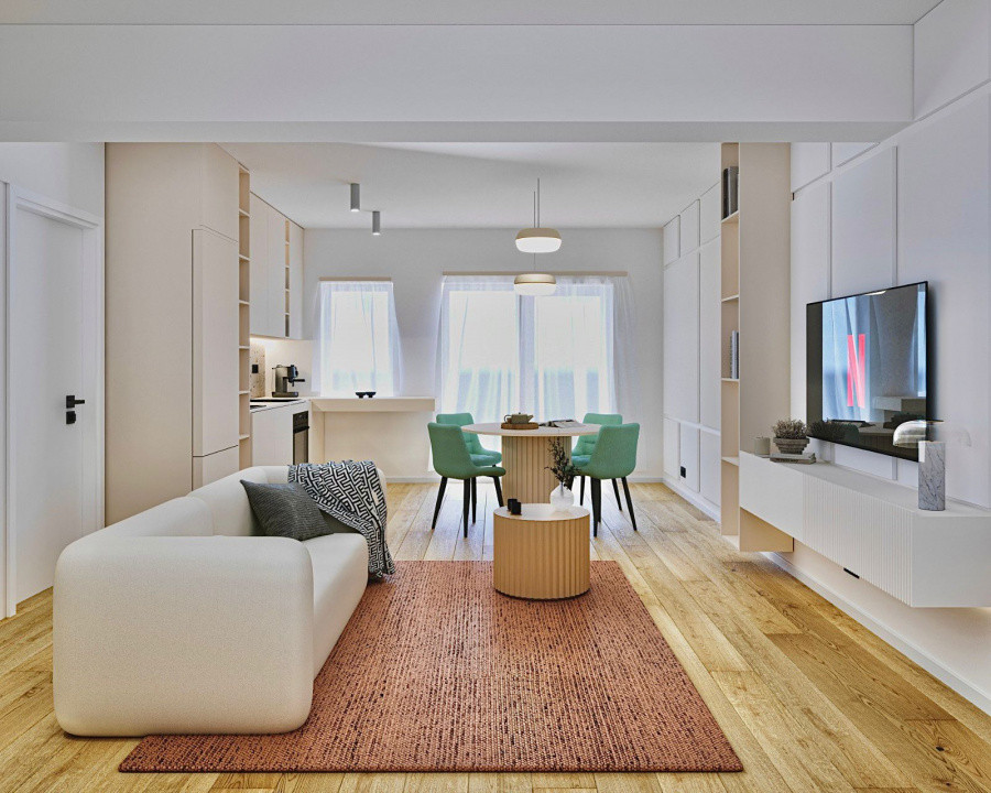 Apartament finisat, 50mp, balcon, etaj 1, zona Vivo