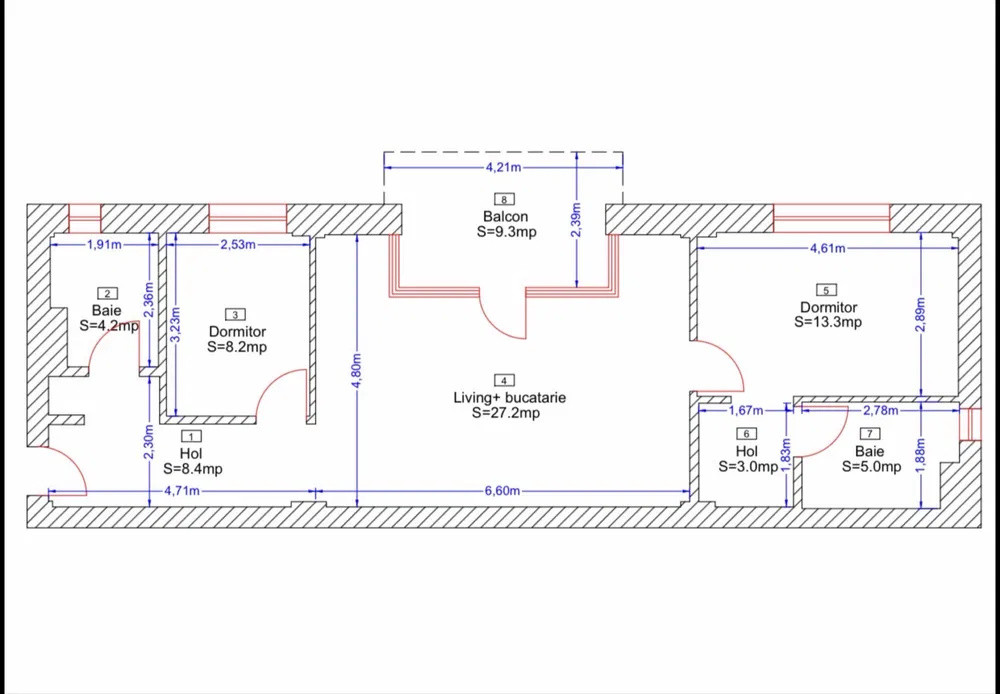 Apartament semifinisat, 3 camere, 70mp, 10mp balcon, Borhanci