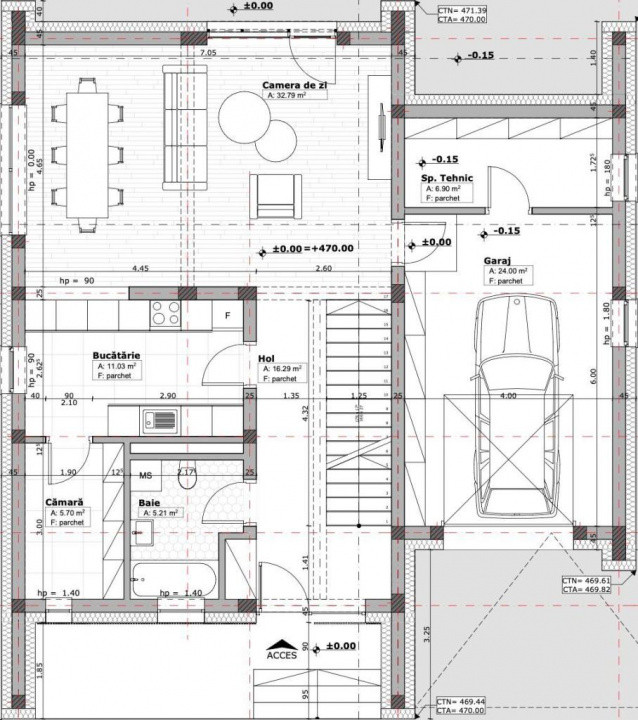 Comision 0% Casă modernă semifinisată la intrarea în Chinteni