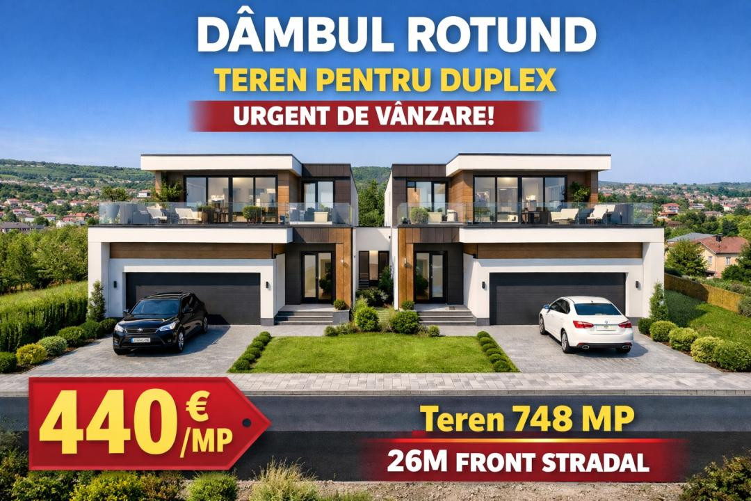 Teren ideal pentru duplex – Dâmbul Rotund  Oportunitate rară!
