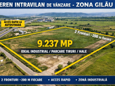 Teren intravilan 9.237 mp de vânzare – Gilău | Ideal industrial / logistic