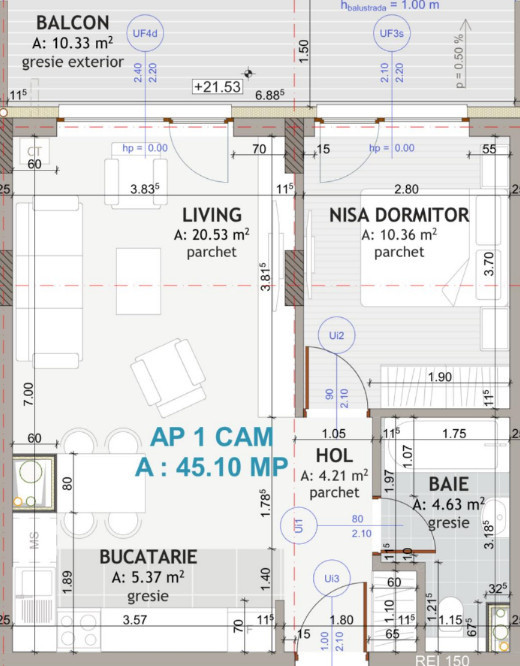 Apartament de 2 camere cu VIEW SUPERB, 46mp, parcare, Eroilor 