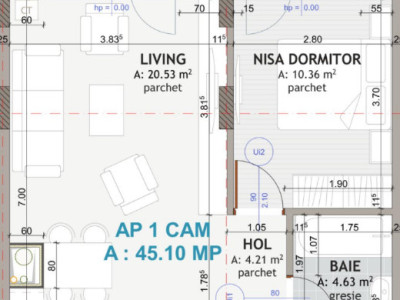 Apartament de 2 camere cu VIEW SUPERB, 46mp, parcare, Eroilor 