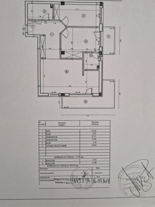 Apartament de 3 camere , 72 mp utili ,zona Subcetate