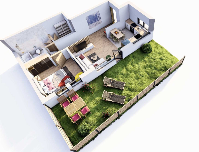Apartament cu grădină , la bloc tip Vilă, zona Ira 