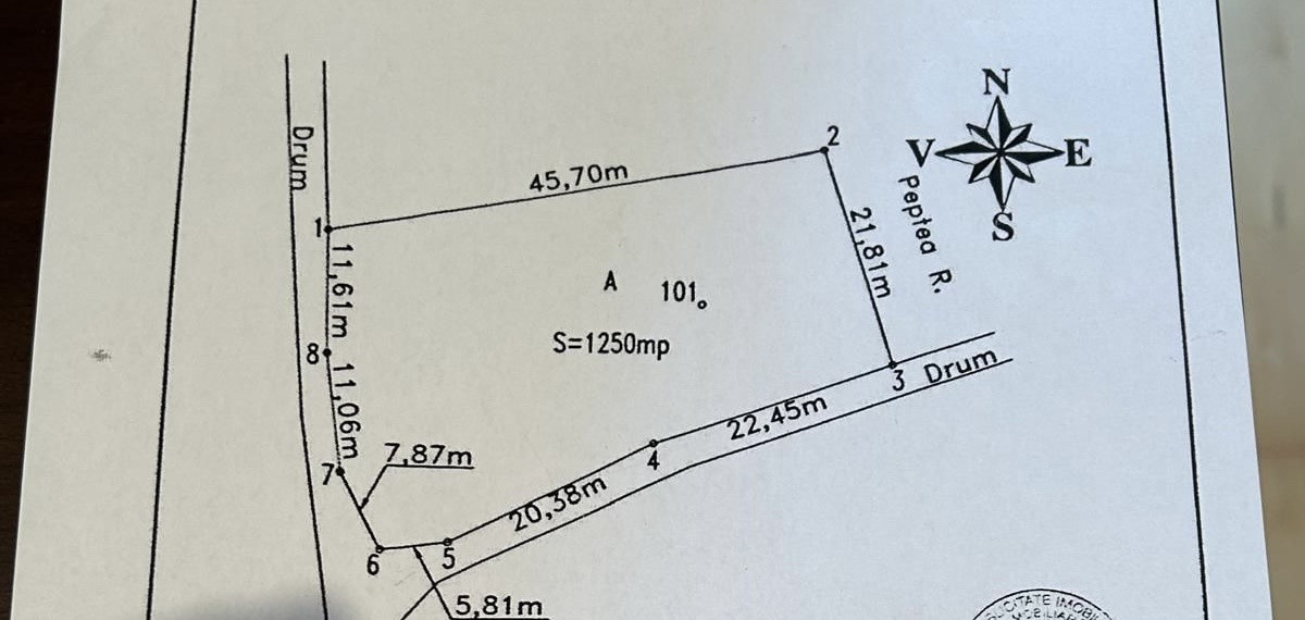 Teren Răscruci, 1250mp, front la 2 străzi 50m și 30m