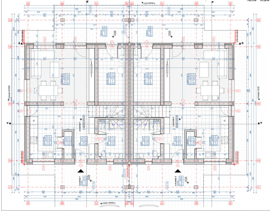 Duplex de vânzare, 118mp utili, 325mp teren pe unitate