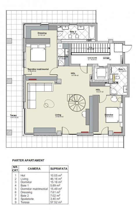 Penthouse lux pe 2 nivele, 3 camere, in Bonjour Residence