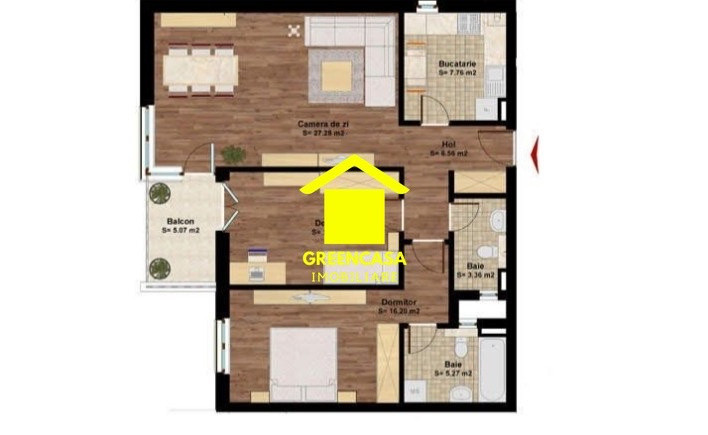 Apartament 3 camere zona centrala Cluj + Balcon 