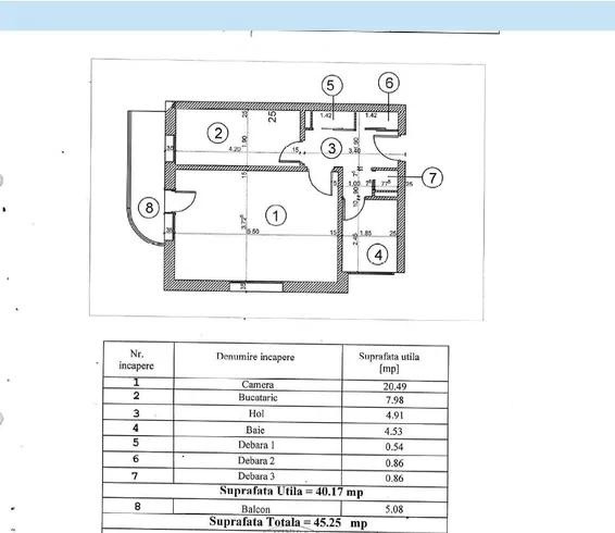 Apartament cu o camera, balcon, zona Eroilor, Floresti