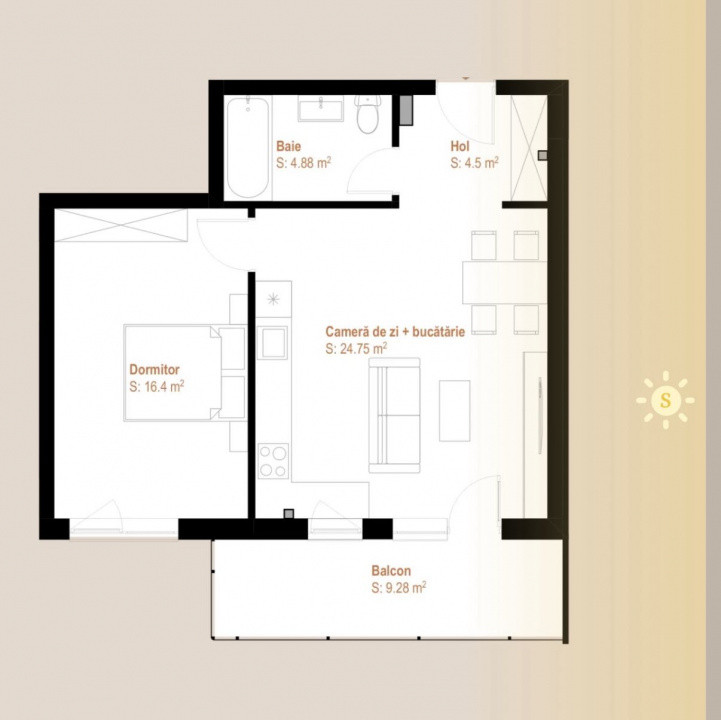 Apartament de 2 camere, Zona Vivo Florești , etaj 1