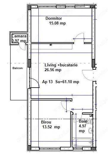 Apartament cu 3 camere, Eroilor .