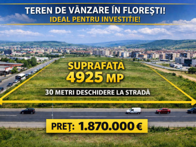 Teren in Florești, la drumul principal, Ideal pentru investiție 