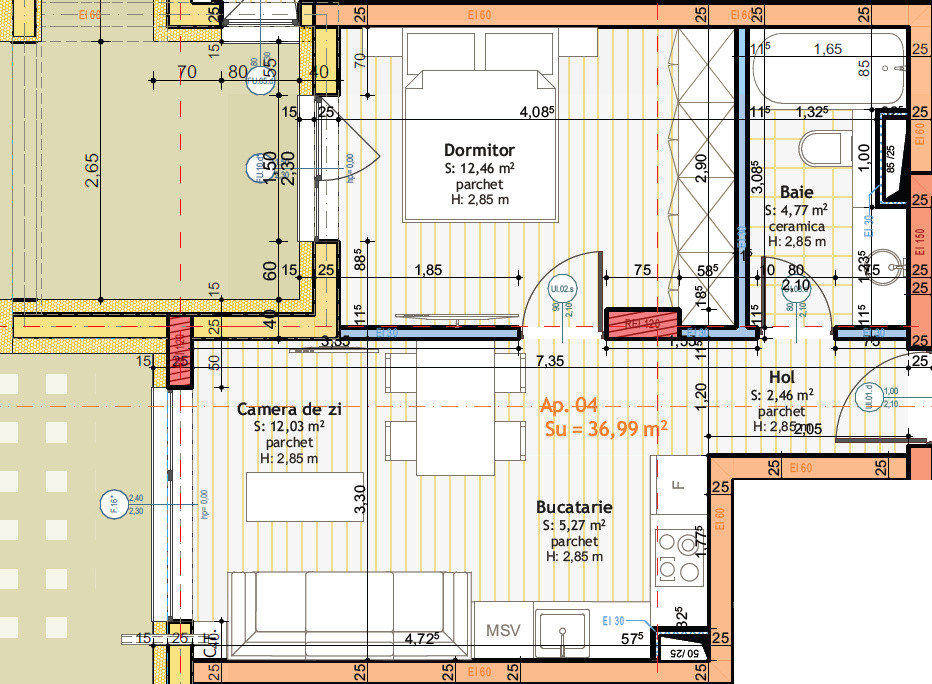 Apartament finisat, 2 camere, 37mp, balcon, complex nou, Somesului, Floresti