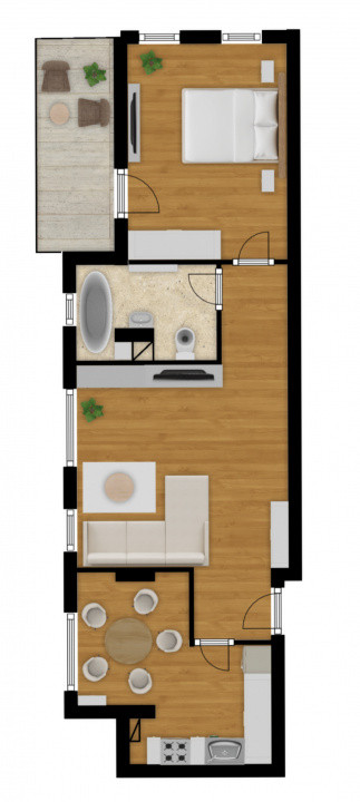 Apartament 2 camere, 45,7mp, balcon, semifinisat, zona Cetatii, Floresti 