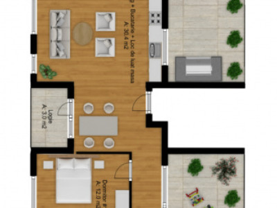 Apartament 3 camere, 2 bai, 74mp, terase 91,4mp, zona Cetatii, Floresti