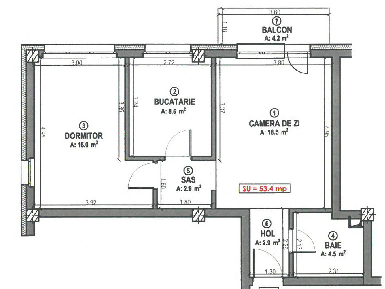 Apartament 2 camere, 54mp, balcon, semifinisat, zona Terra, Floresti