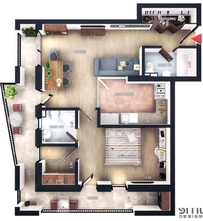 Apartament 2 camere, 53mp, logie 18,4mp, zona Vivo, Floresti
